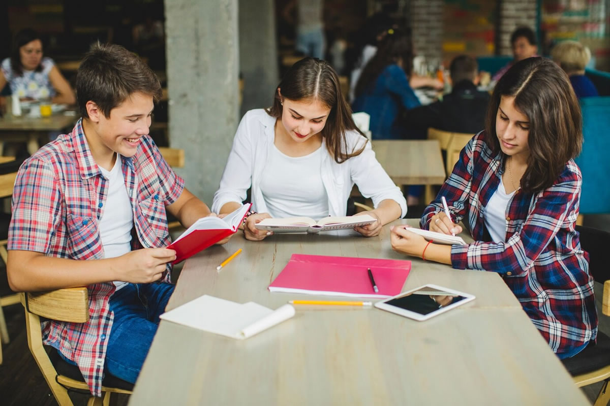Students reviewing